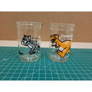 Welch's Jelly Jar Glasses 1990s Tom Jerry Tyrannosaurus Rex Cartoon Character